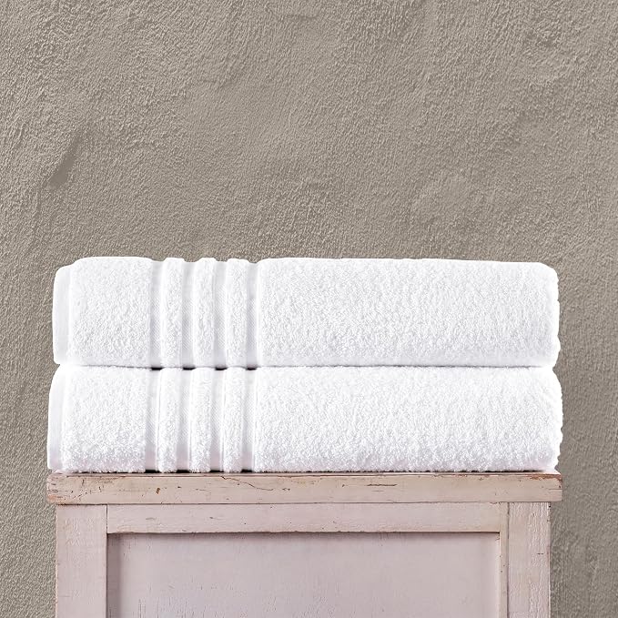 Hammam Linen Jumbo Large Bath Sheets Towels 2-Pack 35 x 70 Inches Soft and Absorbent, Premium Quality 100% Cotton Towels (White, Bath Sheet)