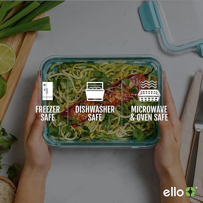 Ello Duraglass 3.4 Cup Glass Meal Prep Containers, 6 Pc, 3 Pack, Mixed Berry