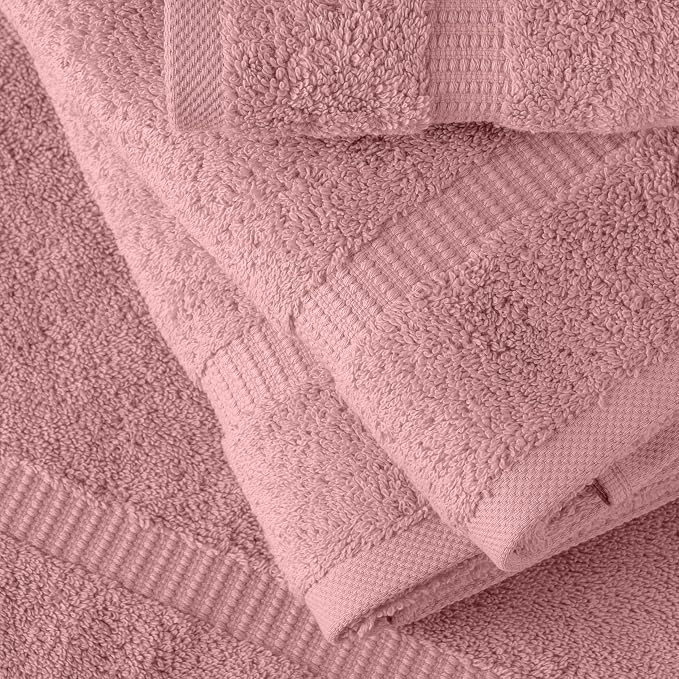 SALBAKOS 6-Piece 100% Turkish Cotton Hand Towels, 16x30 inch, Rose | Large Size Thick Super Soft Highly Absorbent, Versatile Hair Face & Hand Drying Towel, Premium Hotel Quality Made in Turkey