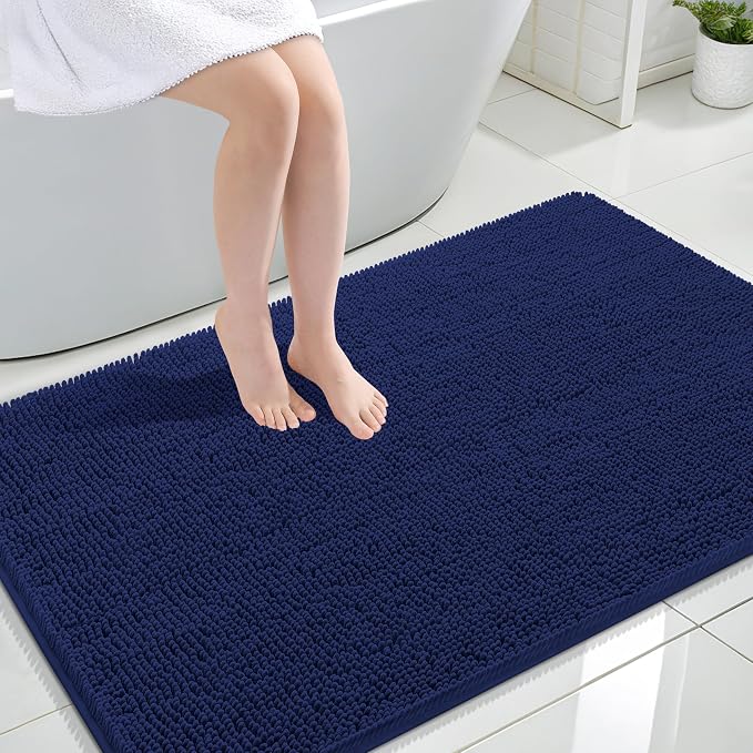OLANLY Large Bathroom Rugs 47x32, Soft Absorbent Chenille Bath Rugs, Rubber Backing Quick Dry, Machine Washable Bath Mats for Bathroom Floor, Tub and Shower, Home Decor Accessories, Twilight Sapphire