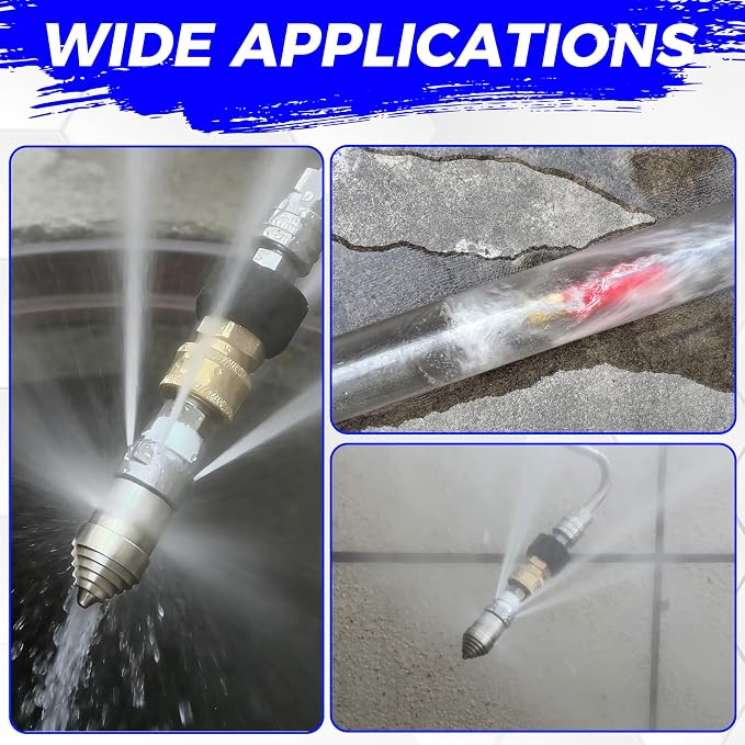 Tool Daily 3/8" NPT Sewer Jetter Rotating Nozzle, 40 L/Min, 3000 PSI | Pressure Washer Sewer Nozzle for Drain, Pipe Cleaning, Stainless Steel