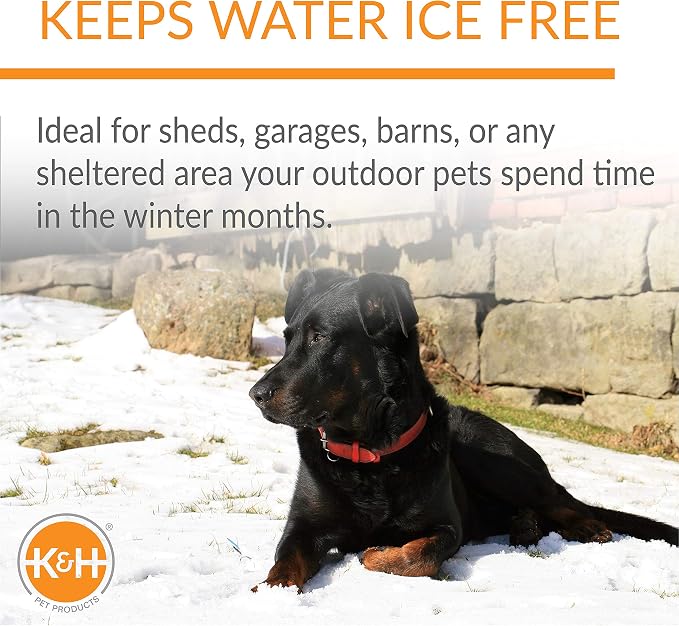 K&H Pet Products Thermal-Bowl Heated Water Bowl for Cats & Dogs Outside, Safety Listed Outdoor Heated Dog Dish for Pets, Automatic No Freeze, Anti Chew Cord - 1.5 Gallons Granite 25W | Outdoor Water Stays Unfrozen In Winter. Outdoor Heated Dog Dish for...