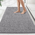 Bathroom Rugs Mat 60 x 36, Thick Soft Absorbent Chenille Bath Rugs, Rubber Backing Bath Mats for Bathroom Floor, Tub, Shower, Bedroom, Home Decor Accessories, Quick Dry Machine Washable, Grey