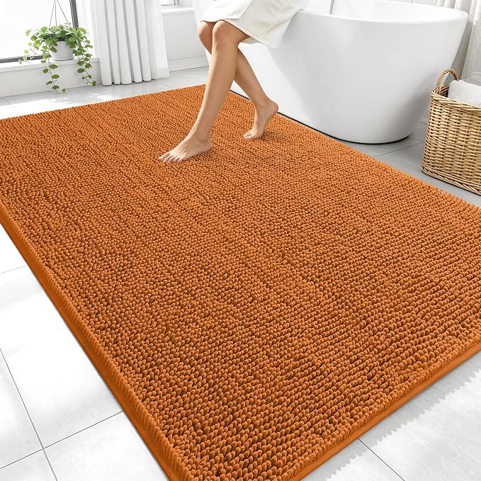 OLANLY Large Bathroom Rugs 70x46, Extra Soft Absorbent Chenille Bath Rugs, Rubber Backing Quick Dry, Machine Washable Bath Mats for Bathroom Floor, Tub and Shower, Home Decor Accessories, Clay