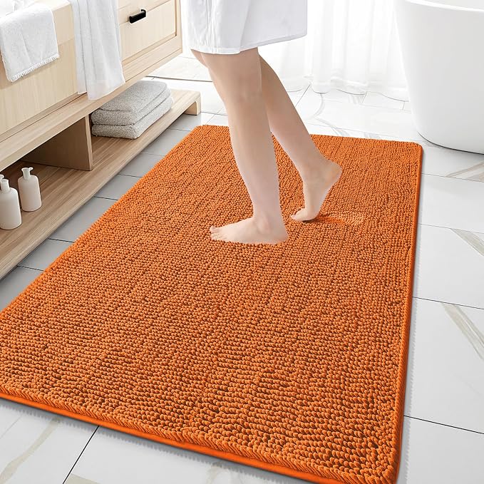 OLANLY Large Bathroom Rugs 59x35, Extra Soft Absorbent Chenille Bath Rugs, Rubber Backing Quick Dry, Machine Washable Bath Mats for Bathroom Floor, Tub and Shower, Home Decor Accessories, Clay