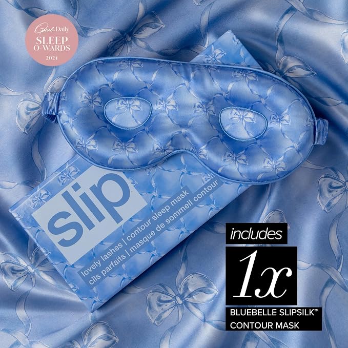 slip Pure Silk Contour Sleep Mask: Protect Your Delicate Lashes with Our Innovative, Lash-Friendly Design. Experience Uninterrupted Beauty Sleep with Slipsilk™ Comfort, 1 Contour Mask, Bluebelle