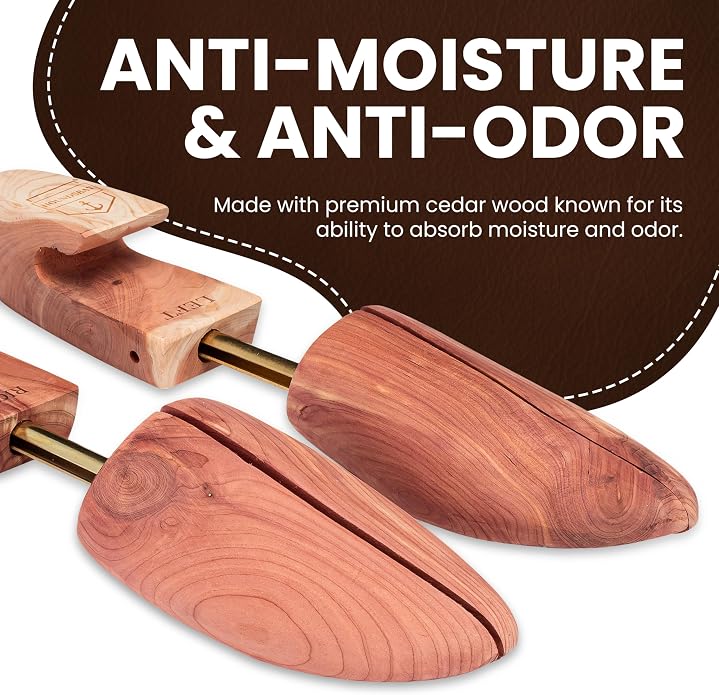 HOUNDSBAY Cedar Shoe Tree, Shoe Trees for Men & Women - Shaper & Stretcher | 100% Aromatic Red Cedar Wood Shoe Trees for Boots & Sneakers, Natural Crease Protector & Shoe Shaper, Shoe & Boot Trees