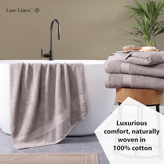 LANE LINEN Bath Sheets Quick Dry 100% Cotton 4 Pack Oversized - Platinum | Hotel Bath Sheets - Oversized & Roomy, Lightweight & Breathable, Fade-Resistant Color, Classic Terry Weave, Densely Woven