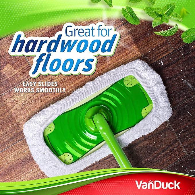 VanDuck Reusable 100% Cotton Mop Pads Compatible with Swiffer Sweeper (8-Pack), Terry Cloth Mop Covers Washable for Wet Mopping and Floor Cleaning (Handle is Not Included)
