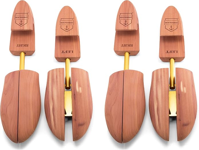 HOUNDSBAY Cedar Shoe Tree, Shoe Trees for Men & Women - Shaper & Stretcher | 100% Aromatic Red Cedar Wood Shoe Trees for Boots & Sneakers, Natural Crease Protector & Shoe Shaper, Shoe & Boot Trees