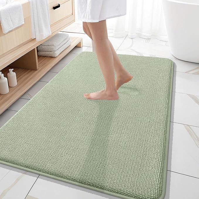 OLANLY Memory Foam Large Bathroom Rug 59x35, Absorbent Bath Mat, Sage Green | Soft Quick Dry Bath Mat Rugs, Non-Slip, Machine Washable Mat for Bathroom Floor, Tub and Shower, Home Decor Accessories