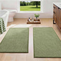 YIHOUSE Green Bathroom Rugs Sets 2 Piece, Quick Dry Thin Bath Mat, Non Slip Absorbent Machine Washable, Bath Rugs for Bathtub Sink Home Decor (17"x24" + 17"x32")