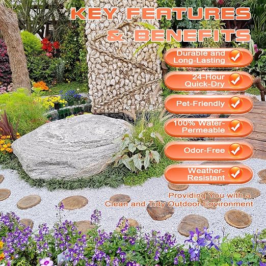 2 Gallon Rock Glue for Landscaping - Strong Mulch Glue, Quick Dry Pea Gravel Stone Glue, Permeable Pet-Safe, Ready to Spray Rock Adhesive for Garden, Pebbles, Walkway, Rubber Mulch with Blue Marks