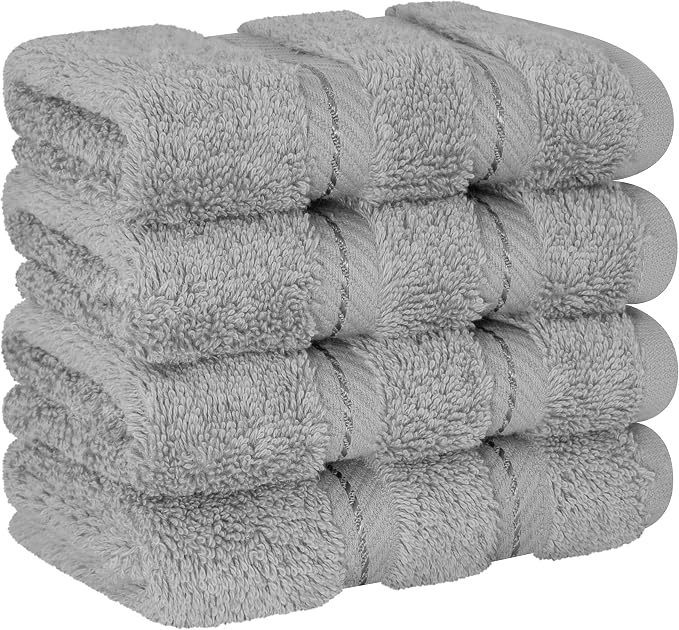 American Soft Linen 100% Cotton Luxury Turkish Towels, 4 PC Washcloth Set | Soft Absorbent Quick Dry OEKO Tex Standard 100 Certificated Durable Machine Washable Breathable Premium Hotel Quality