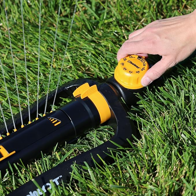 Melnor 65133AMZ XT Turbo Oscillating Sprinkler W/Timer, 4,000 sq. ft., Quick Connect Bundle, 2-Way Adjustable, Black, Yellow