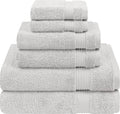 Cotton Paradise Towel Set of 6, 2 Bath Towels, 2 Hand Towels and 2 Washcloths Towels for Bathroom Sets, Platinium Grey