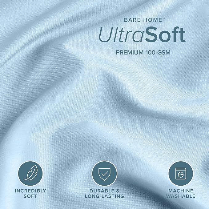 Bare Home Bedding Duvet Cover Queen Size - Premium 1800 Super Soft Collection - Lightweight, Cooling Duvet Cover - Soft Breathable Bedding (Queen, Light Blue)