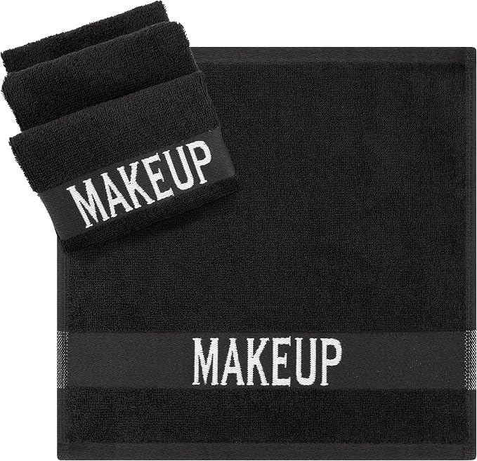Cotton Paradise 100% Cotton Turkish Towel Set, Soft Absorbent Quick Dry, 4 Piece Makeup Towel Set, Coal Black