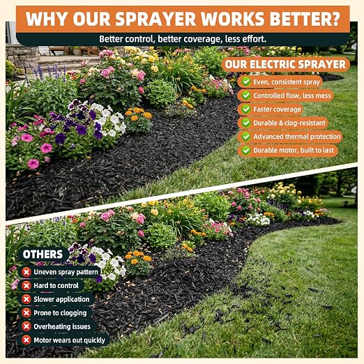 Mulch & Rock Glue with Battery Powered Sprayer, 2 Gallons Ready-to-Use Landscape Glue for Gravel, Mulch & Small Stones, No Dilution Formula, Weather-Resistant Pea Gravel Stabilizer
