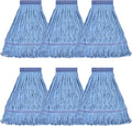 Matthew Cleaning Heavy Duty Mop Head Commercial Replacement for General and Floor Cleaning , Wet Industrial Blue Cotton Looped End String Head Refill (Pack of 6) Blue