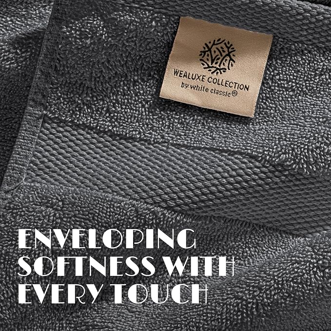 White Classic Gray Hand Towels for Bathroom [6 Pack] Cotton Hand Towel Bulk for Gym, Kitchen and Spa, 16x27 Inches Soft Highly Absorbent Quick Dry Terry Salon Towels