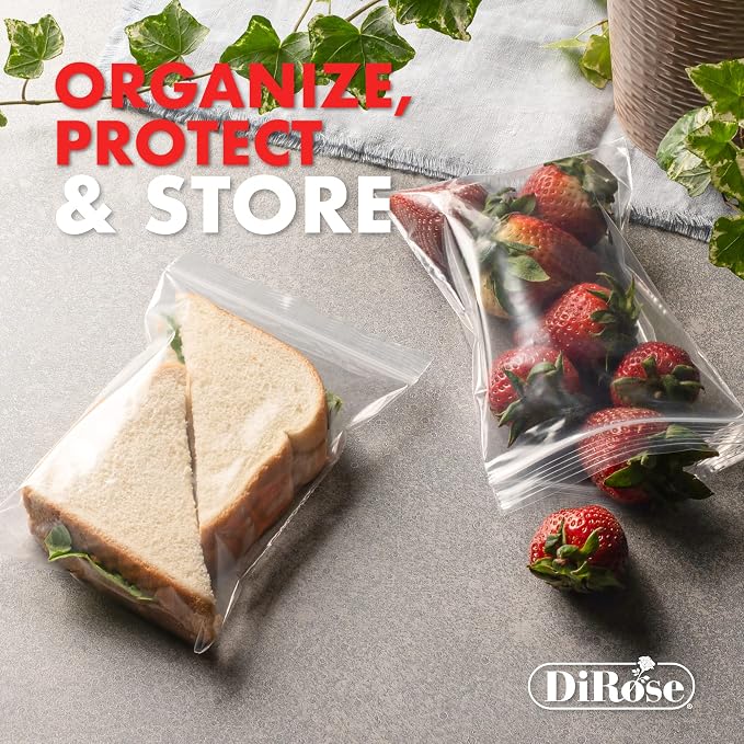 Reclosable Clear Plastic Zip Bags - By DiRose | Resealable, Strong, Thick, Sturdy | For Organizing, Travel, Shipping, Packaging, and Storage | 5x7 | 100 Pack