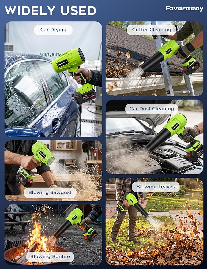 Hand held Blower, 600,000 RPM Electric Leaf Blower Cordless with 2×4.0Ah Batteries and Charger for 40 Minutes Use, Portable Blowers for Lawn Care, Car Blow Dryer with Extended Nozzle (Green)