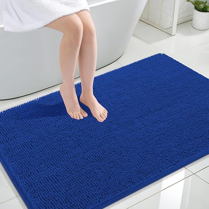 OLANLY Large Bathroom Rugs 44x32, Extra Soft Absorbent Chenille Bath Rugs, Rubber Backing Quick Dry, Machine Washable Bath Mats for Bathroom Floor, Tub and Shower, Home Decor Accessories, Royal Blue