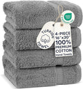Chakir Turkish Linens 4 Piece Hand Towels, 100% Cotton Turkish Towels for Bathroom, Luxury Soft Absorbent Hand Towel Set, 16 x 30 Inches, Gray