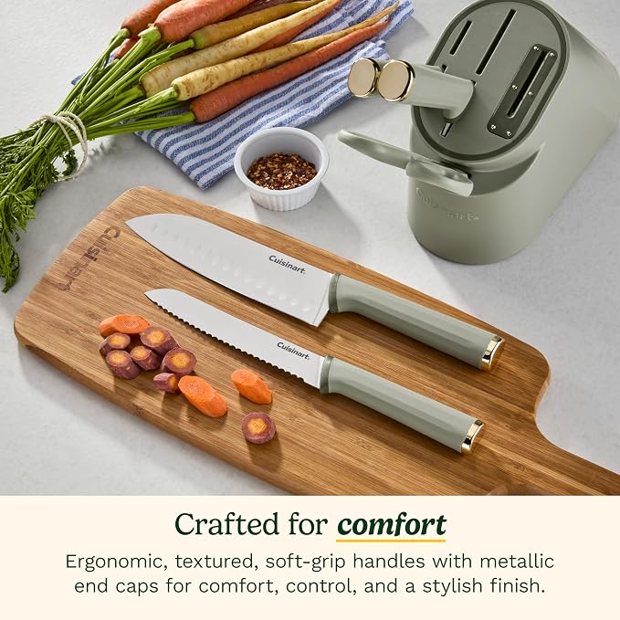 Artisan Elite Stainless Steel Cutlery 6 Piece Knife Block Set, Green