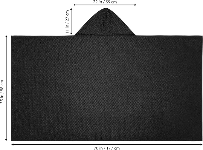 COTTON CRAFT Hooded Bath Towel for Adults – 2 Pack 100% Cotton Bath Sheet | Waffle Weave Oversized 35x70 inch Ringspun Terry Bath Wrap with a hood - Soft Super Absorbent Quick Dry – 450 GSM – Black