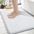 OLANLY Memory Foam Small Bathroom Rugs 24x16, Absorbent Bath Mat, White | Soft Quick Dry Bath Mat Rugs, Non-Slip, Machine Washable Mat for Bathroom Floor, Tub and Shower, Home Decor Accessories