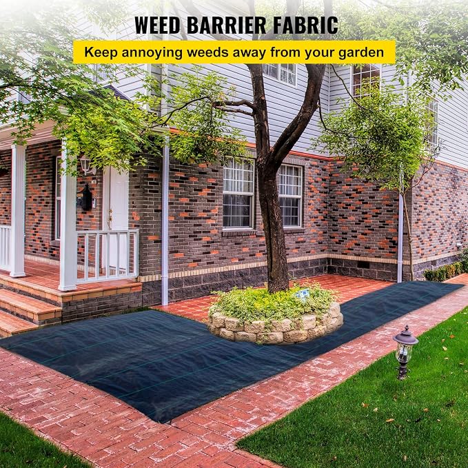 Happybuy 6.5FTx300FT Premium Weed Barrier Landscape Fabric Heavy Duty, 3OZ Woven Geotextile Fabric, High Permeability Good for Weed Blocker Gardening Mat, Driveway Fabric, Garden Weed Control Cloth | Heavy Duty 3oz Woven Geotextile Fabric, Landscaping ...