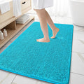 OLANLY Large Bathroom Rugs 59x35, Extra Soft Absorbent Chenille Bath Rugs, Rubber Backing Quick Dry, Machine Washable Bath Mats for Bathroom Floor, Tub and Shower, Home Decor Accessories, Aqua Sky