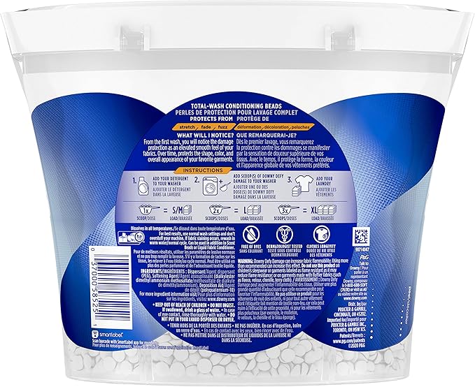 Downy Fabric Softener Beads, Defy Damage, Unscented, 19.5 Ounce