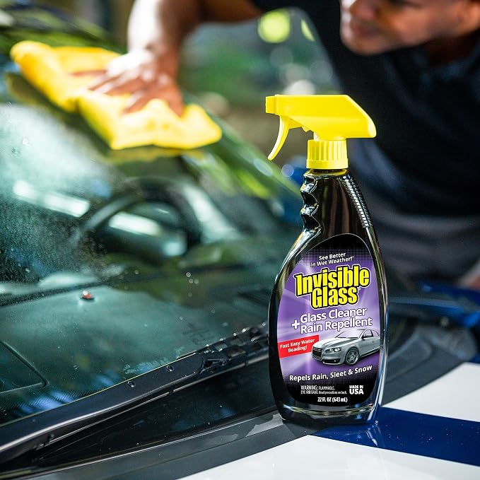 Invisible Glass 92184-4PK Glass Cleaner + Rain Repellent 2-in-1 Windshield and Window Spray, Cleans Auto Glass, Repels Rain, Sleet, Snow, Improves Wet Weather Visibility – 22 fl oz (Pack of 4)