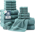 LANE LINEN 100% Cotton Bath Towel Set of 18 – 6 Bath, 6 Hand Towel & 6 Washcloths, Zero Twist, Absorbent Softness for Daily Use, Perfect for Airbnb, Spa & Hotel, Machine Washable – Teal