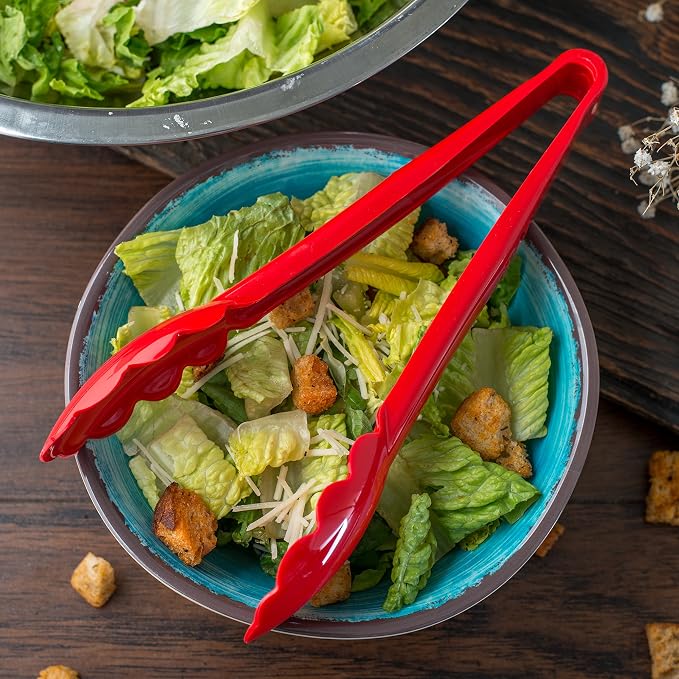Carlisle FoodService Products 470905 Carly Salad Tong, 9" Utility Tong, Red, 1 Pack