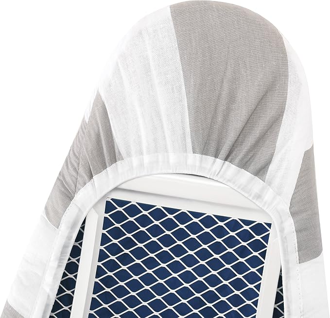 Whitmor Reversible Ironing Board Cover and Pad 54.0x15.0, Gray Blue | Reversible cover, 9mm fiber pad, heavy-Duty Stretch Cord, scorch-resistant finish, striped pattern.