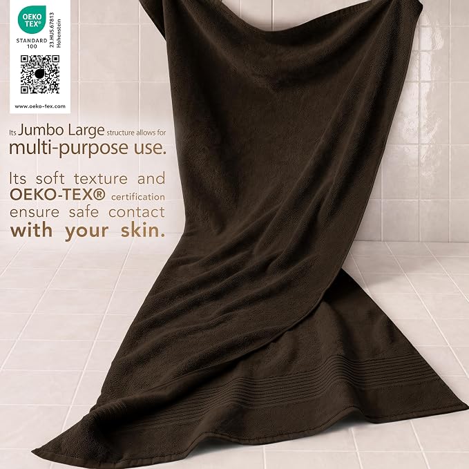 Cotton Paradise 100% Cotton Turkish Towel Set, Soft Absorbent Quick Dry, 2 Piece 35x70 Bath Sheet Set, Chocolate Brown