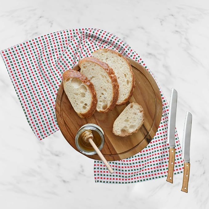 Urban Villa Christmas Kitchen Towels 100% Cotton Dish Towels for Kitchen (Set of 6) 20”x30” Dish Cloths Highly Absorbent Kitchen Linen Set with Hanging Loop Perfect for Drying Dishes-Red Green White
