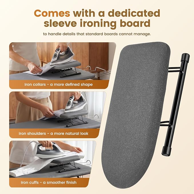 Tabletop Ironing Board Set with Mini Sleeve Boards, Foldable Ironing Board with Iron Rest, Portable Small Iron Boards with Heat Resistant Cover, Compact for Dorm, Travel, Home, 95x31x16 cm