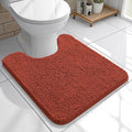 OLANLY Toilet Rugs U-Shaped 20x20, Extra Soft Absorbent Chenille Contour Bathroom Rugs for Toilet, Dry Quickly, Machine Washable, Non-Slip Bath Mat, Rustic Terracotta