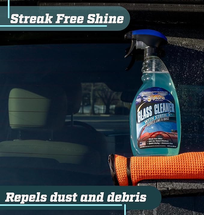 Gliptone Streak Free Glass and Window Cleaner, Ready-To-Use with Anti Static Formula, Repels Lint & Dust. Safe for all Glass and Hard Surface Applications (22 Fl Oz)