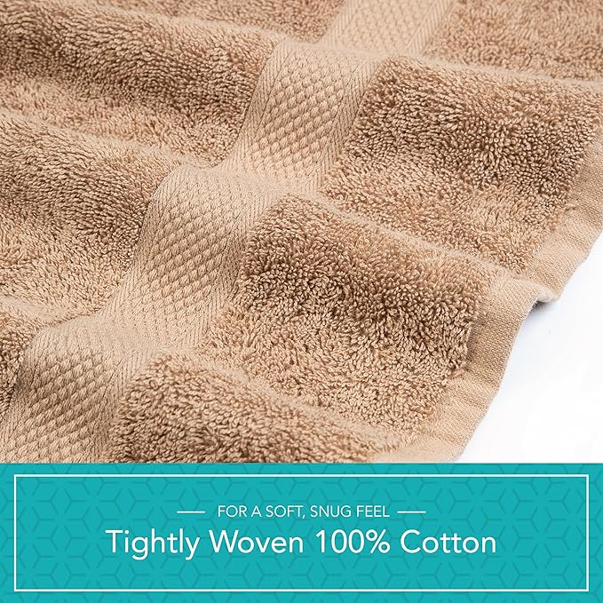 Pleasant Home Bath Towels Set of 6 (24” x 50”) 100% Cotton, 515 GSM | Lightweight, Soft & Highly Absorbent Luxury Towels for Bathroom | for Gym, Pool & Spa | 6 Pack, Mocha