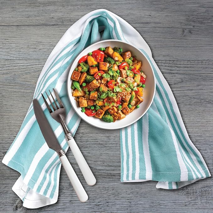 Urban Villa Kitchen Towels 100% Cotton Dish Towels for Kitchen (Set of 6)20”x30” Dish Cloths Highly Absorbent Kitchen Linen Set with Hanging Loop Perfect for Drying Dishes Cleaning Towels- MultI Color