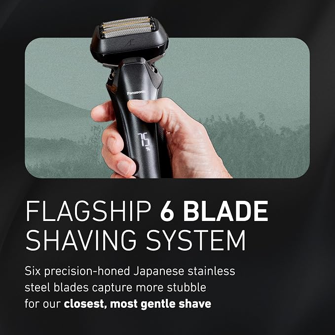 Panasonic ARC6 Electric Razor for Men Face, Wet/Dry Foil Shavers for Men, Premium Automatic Cleaning and Charging Station, Ultra-Fast 6-Blade & Pop-Up Trimmer - ES-LS9A-K (Black)