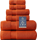 COZYART Luxury Bath Towel Set 6 Pcs, Burnt Orange 100% Turkish Cotton | OEKO-Tex 100 Certified Zero Twist Ring Spun, 650GSM, Soft Absorbent Quick Dry, Plush, Breathable Hotel Quality for Daily Use