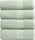 Springtree Home 100% Cotton Bath Towel Set | 4-Pack | Textured | Eucalyptus | Absorbent & Quick-Dry Bathroom Towels | Textured and Durable Cotton Towels for Bathroom | OEKO-TEX | Krista Collection