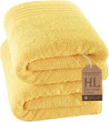 Hawmam Linen Jumbo Large Bath Sheets Towels 2 Pack Soft and Absorbent, Premium Quality 100% Cotton Towels (Yellow, Bath Sheet)